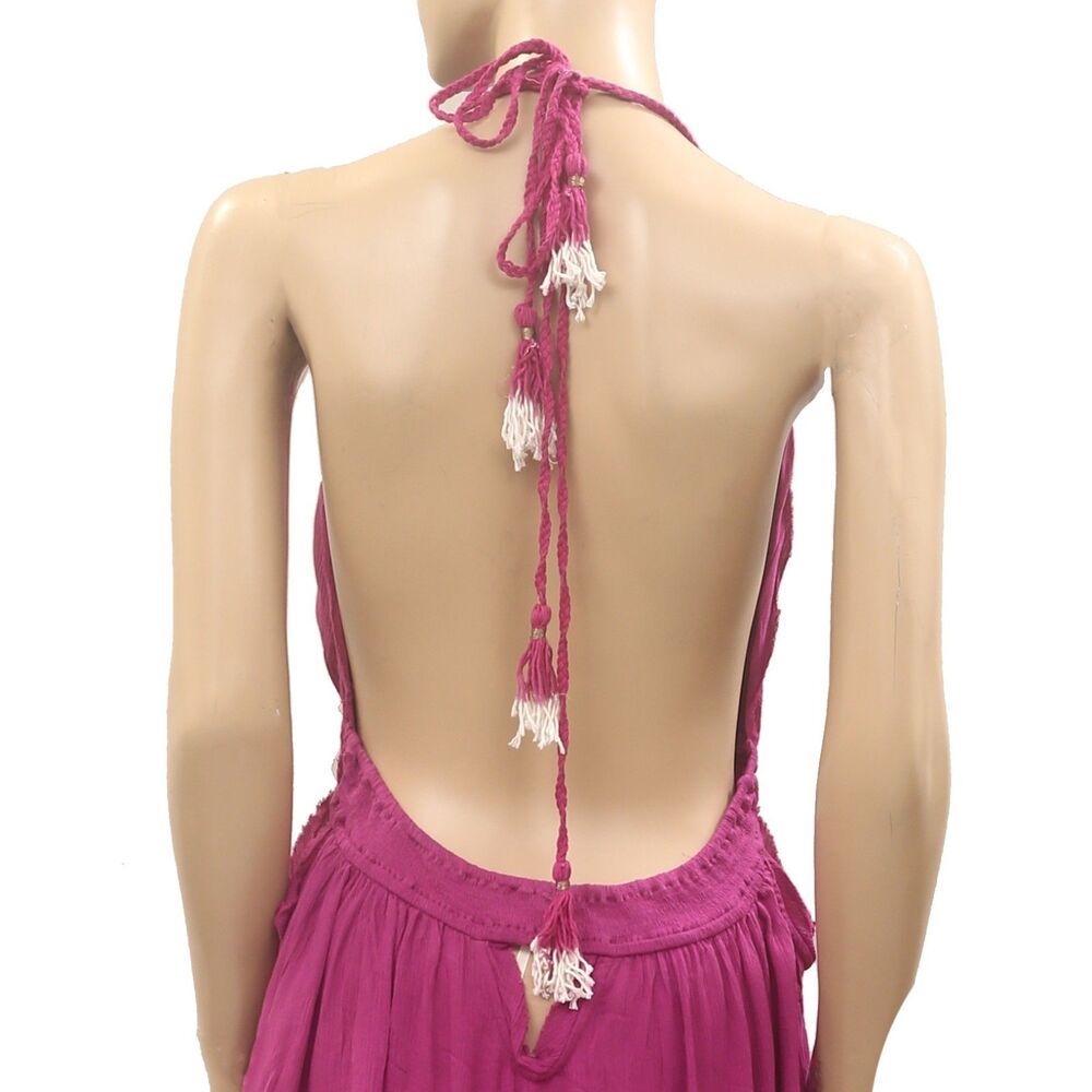 Free People Look Into the Sun Maxi Dress Halter Cutout Smocked Beach L 286834 - Picture 8 of 9